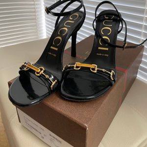 Gucci Gucci Black Moorea Horsebit- heel Sandals